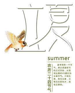 立夏主题文字黄鹂装饰