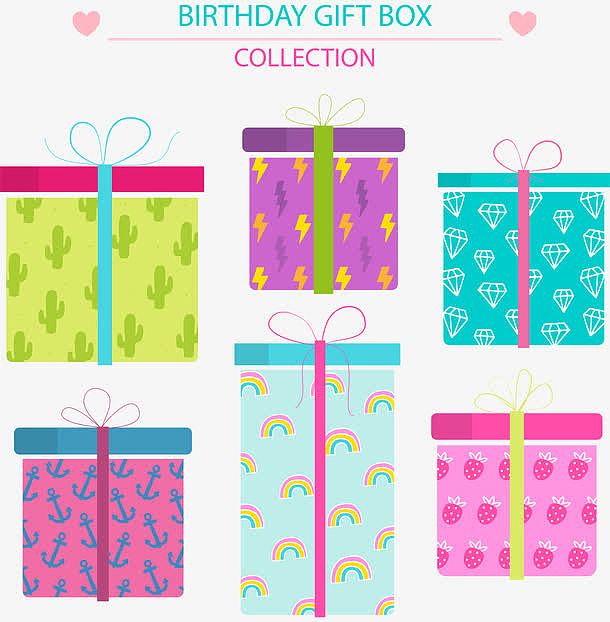 6款创意生日礼盒矢量