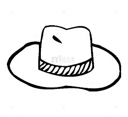 手绘女士帽子简笔画线稿