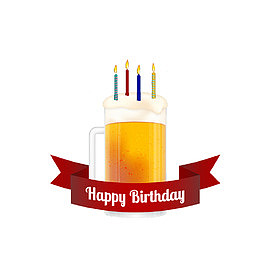 丝带啤酒生日贺卡
