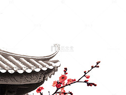 墙角与梅花免抠素材图