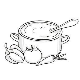 汤锅锅简笔画锅蔬菜