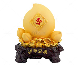 金色寿桃桌面摆件