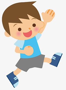 卡通手绘跑步的男孩