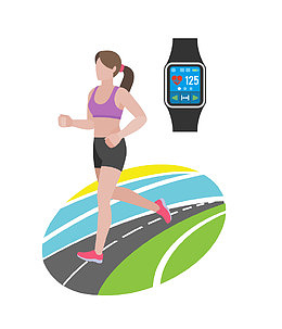 矢量卡通图案长跑女人