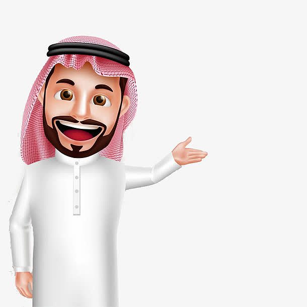 卡通阿拉伯人欢迎手势