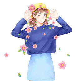 棒棒哒姐姐的微笑卡通插画