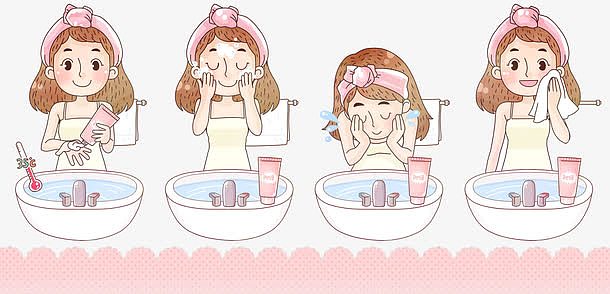 用洗脸奶洗脸的女孩