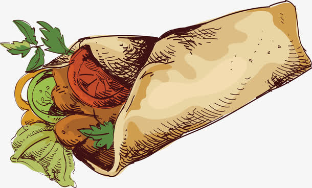 手绘手抓饼美食充饥