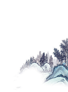 水墨画石头山林