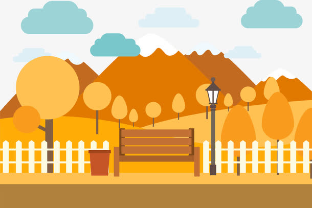 矢量秋天的山林