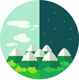 卡通日夜山间素材