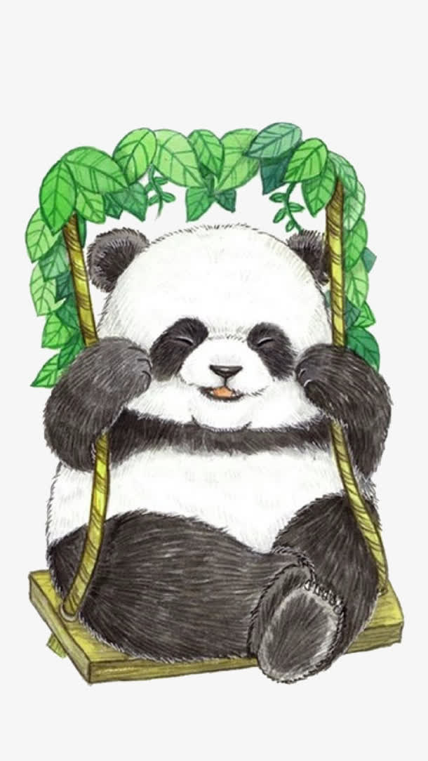 荡秋千的熊猫