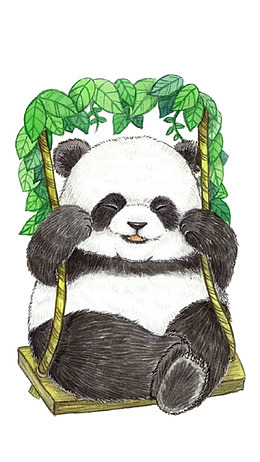 荡秋千的熊猫
