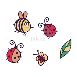 装饰花草昆虫插图