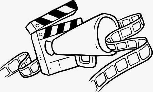 场记板aijpg矢量扁平化手绘电影插画背景png涂鸦风格电影象征aijpg