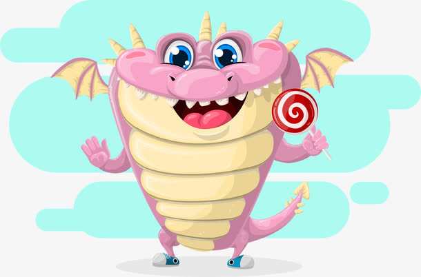 粉色的快乐龙矢量图