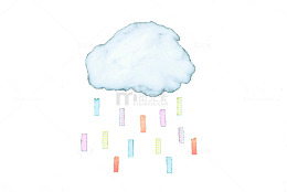 手绘白色雨云
