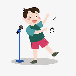 手舞足蹈的男孩唱歌插画