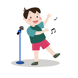 手舞足蹈的男孩唱歌插画