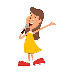 唱歌的女孩插画