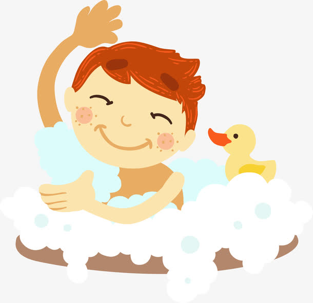 手绘可爱婴儿游泳馆人物