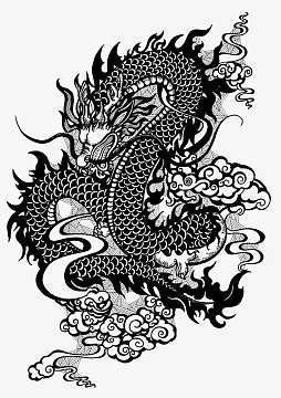 龙黑白插画