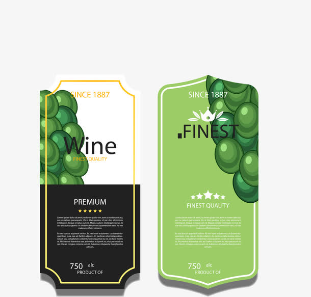 矢量手绘果酒瓶贴