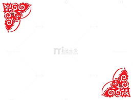 民间剪纸风格蝴蝶对角花纹