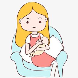 卡通宝妈坐在沙发上喂奶