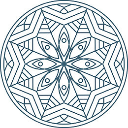 蓝色手绘曼陀罗矢量图