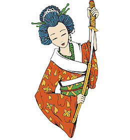 拿着军刀的武士