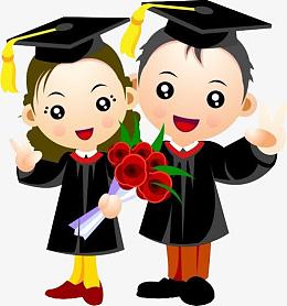 卡通穿学士的的毕业女大学生矢量