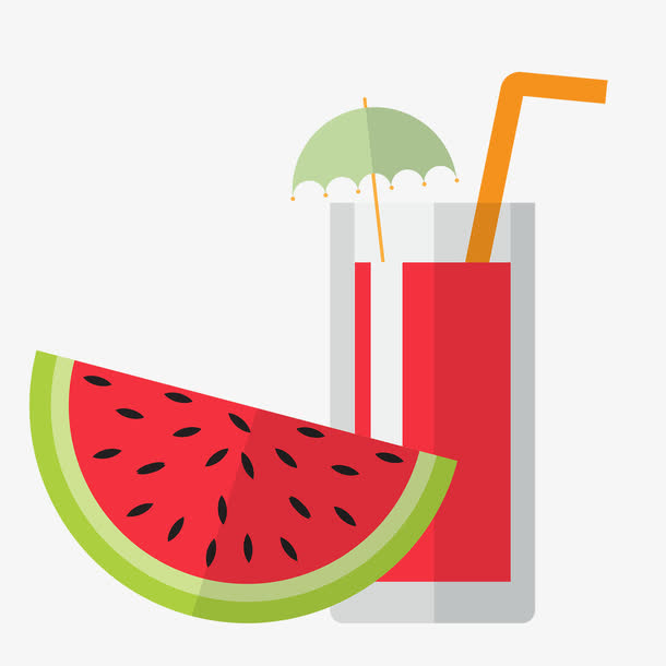 卡通夏日冰饮果汁西瓜汁