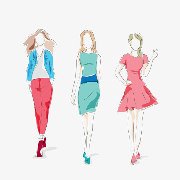 彩绘时装模特矢量素材