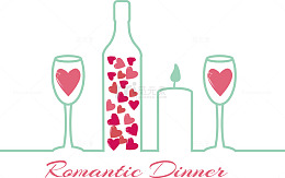 浪漫晚餐插画矢量