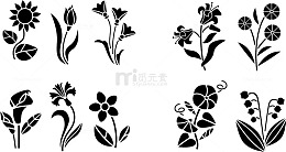 矢量花朵剪影合集