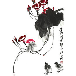 中国风水墨牵牛花