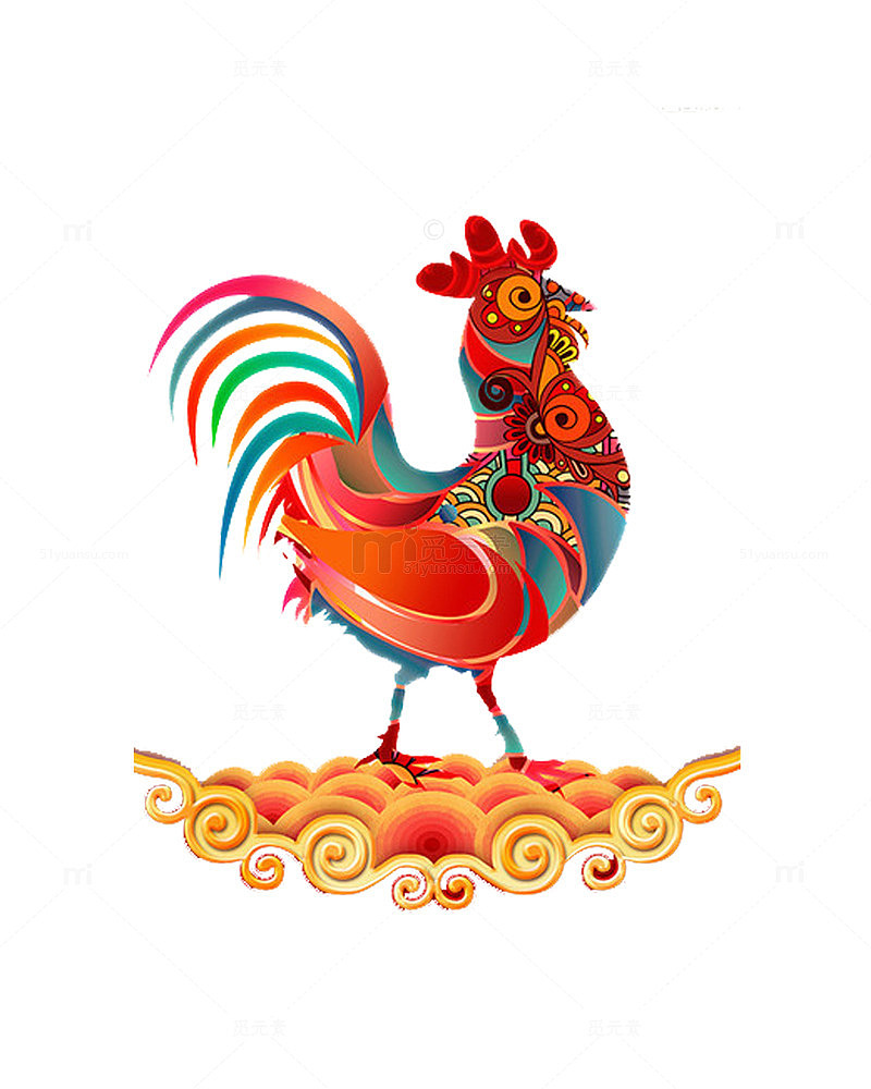 站在祥云上的雄鸡