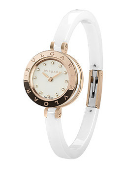 宝格丽白色边腕表玫瑰金手表女表