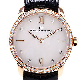 芝柏女表系列玫瑰金镶钻机械表