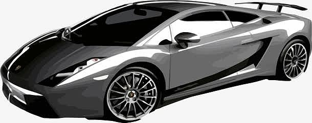 银灰色兰博基尼手绘跑车