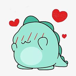 卡通漫画风小恐龙脸红表情