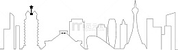 手绘城市建筑图