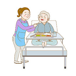 给妈妈喂饭的女儿