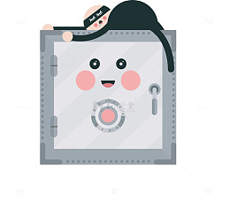 灰色卡通可爱的保险柜