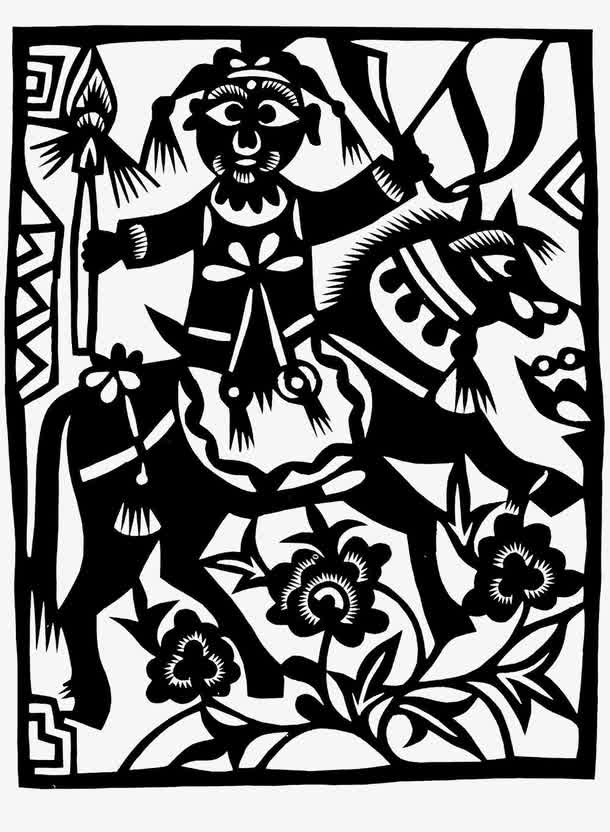 中国风人物传统艺术镂空剪纸素材