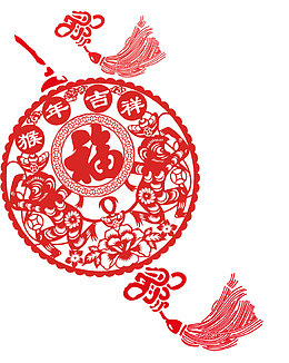 红色剪纸中国结