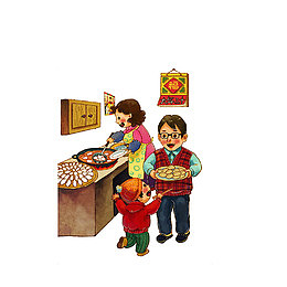 包饺子插画