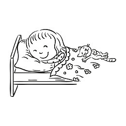 卡通小女孩睡觉